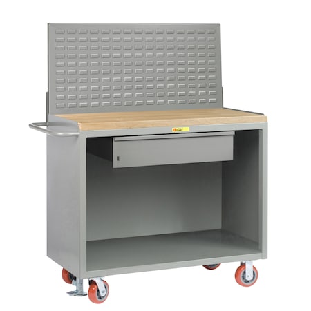 Little Giant Mobile Bench Cabinets, 36"W, HD Drawer, 1-3/4" Butcher Block, Louvered MJ-2436-HDFL-LP